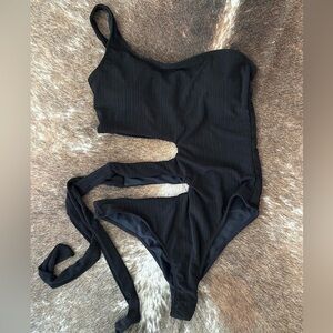 Lulu's Black Cutout One-Piece Swimsuit